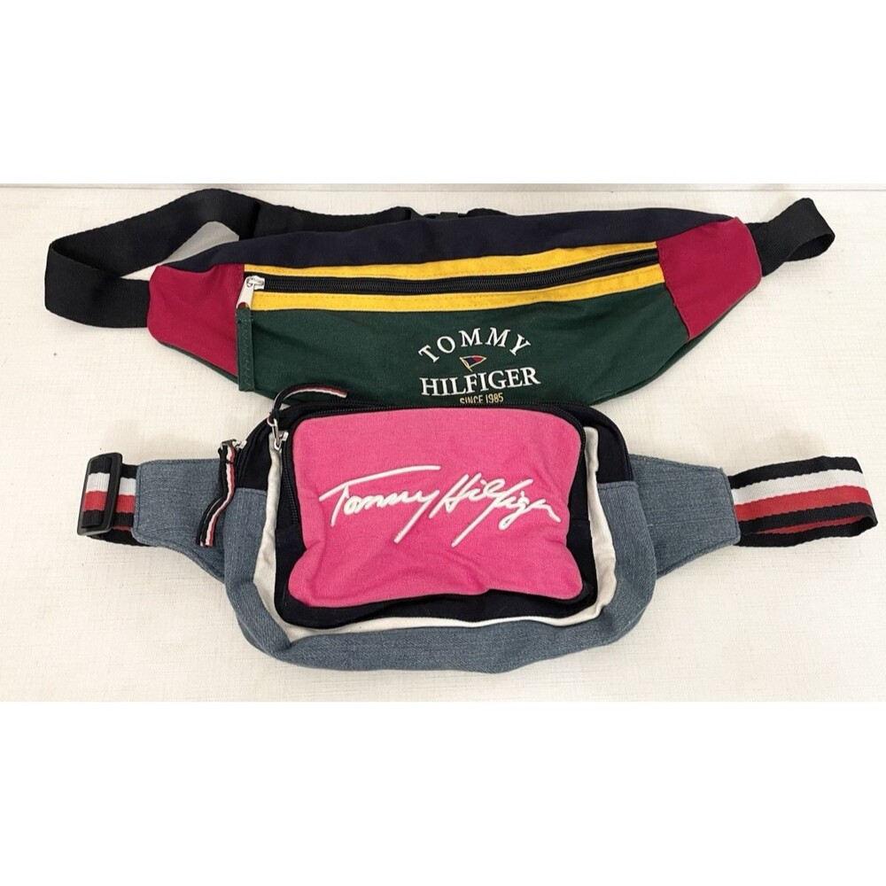 (2) Lot Tommy Hilfiger Colorblock Waist Bag Fanny Pack Adjustable Husband Wife
